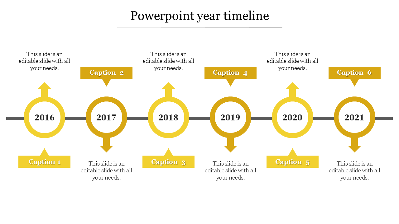 Free - Attractive PowerPoint Year Timeline Template Presentation